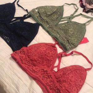 3 Lace bralettes